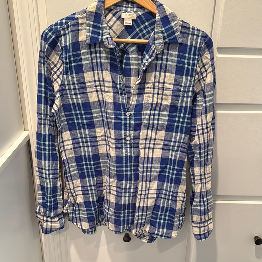 J. Crew Factory Blue and White Button Down Shirt